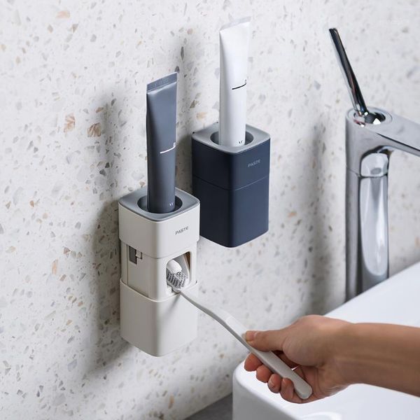 

toothpaste dispenser dust-proof wall-mounted hands-automatic toothpaste squeezer bathroom lazy squeeze1