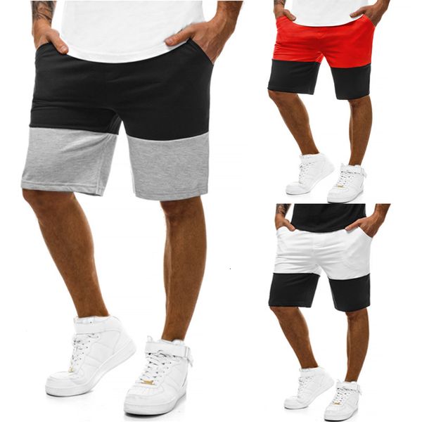 

2020 new men's leisure sports and color matching fitness jogging shorts, White;black