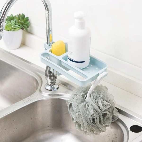 

drain rack water faucet sink sponge soap rag storage shelf holder home kitchen tool adjustable _wk1