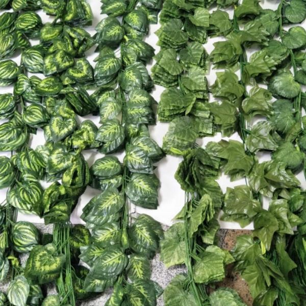 

artificial plants 12pcs plant artificial flower silk grape leaf hanging garlands faux vine wedding decoration for home1