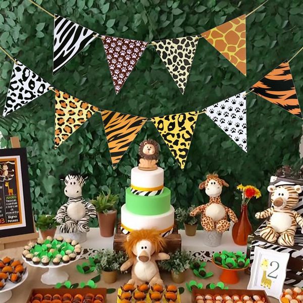 

fengrise happy birthday party decorations kids banner safari jungle party animal banner party favors baby birthday decor garland bbyrwt