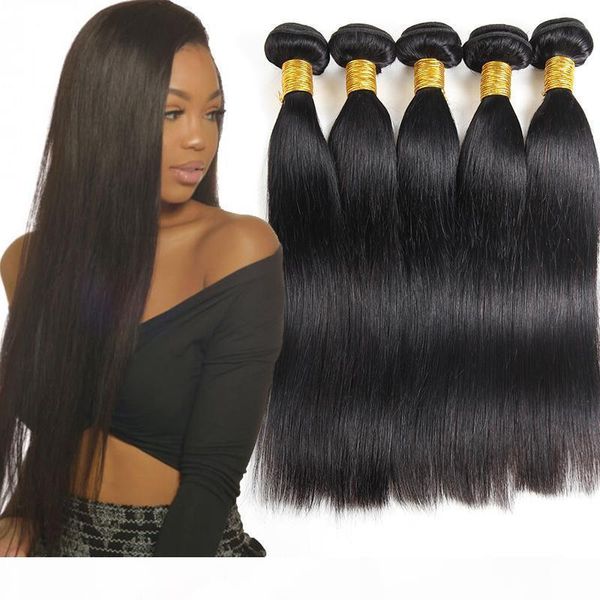 

grade 10a brazilian human virgin hair bundles straight 3or 4 pcs unprocessed brazilian virgin human hair extension peruvian virgin remy hair, Black