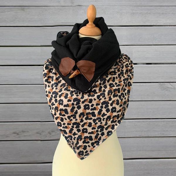 

fashion women scarf retro leopard printing button soft wrap casual warm scarves shawls outdoor scarves shawls luxury scarf, Blue;gray