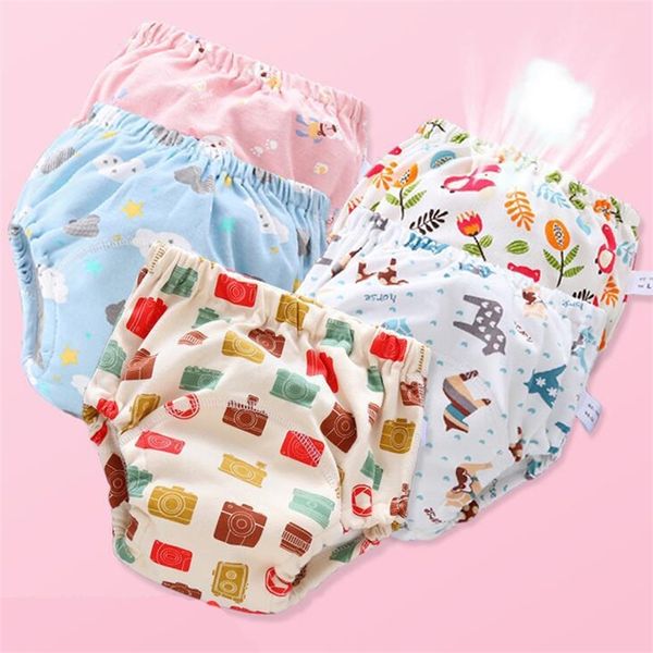 

6pcs waterproof baby cloth diapers reusable washable nappies baby diaper pure cotton 6 layers of gauze learning training pants 201209