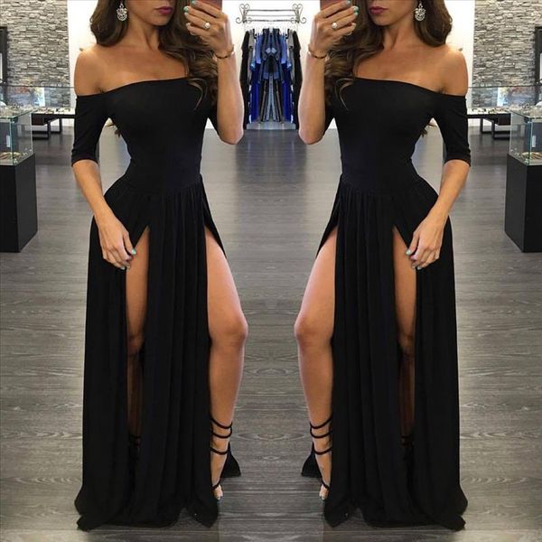 

women formal dress party ball gown evening long bride dress long sleeve lady bodycon robe dresses vestidos425, Black;gray