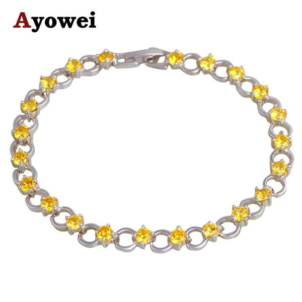 

charm bracelets leaf design wholesale price trendy yellow zircon silver tone for ladies party fashion jewelry tbs1097a, Golden;silver