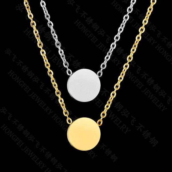 

pendant necklaces stainless steel geometric blank round shape woman necklace dog tag & jewelry accessories choker collar, Silver