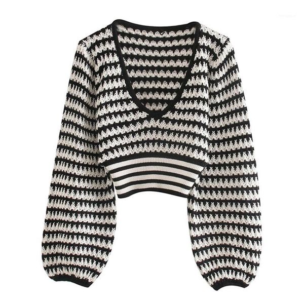 

high stree black white patchwork sweater women korean v neck basic knitted crop sweater ladies casual sweaters chic 1, White;black