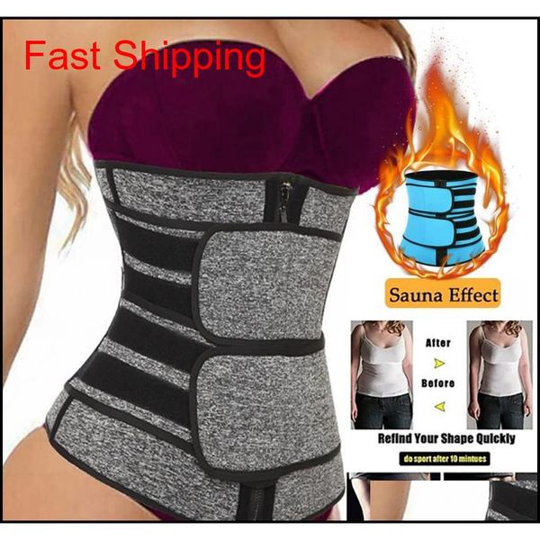 

waist trainer women slimming sheath tummy reducing shapewear belly shapers sweat body shaper sauna corset workout trimmer belts easz9, Black;gray