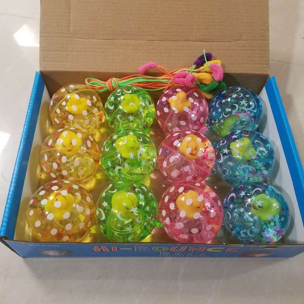 

style crystal bouncy ball with diameter of 6.5cm flashing hairtail fish glows in a water balloon cartoon jumping ball toy for children