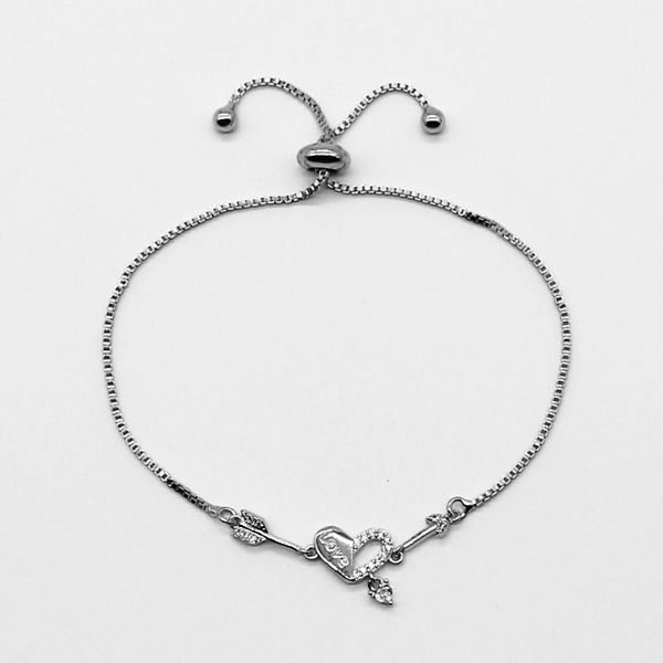 

charm love heart simple link chain bracelets adjustable crystal fashion design jewelry for women accessories bijoux 2020 gifts, Golden;silver