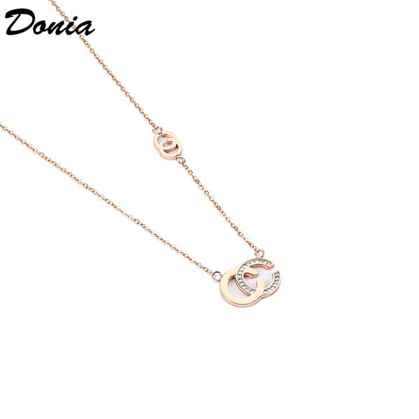 

donia jewelry european and american fashion titanium steel gold-plated zircon necklace fashion accessories luxury birthday gift, Golden;silver