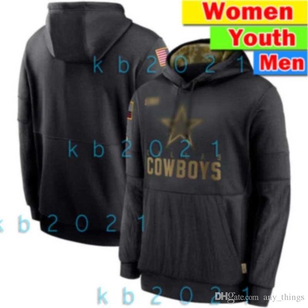 

dallas cowboys men woemn youth sweatshirt 2020 salute to service sideline performance pullover football jacket hoodie black, Black;red