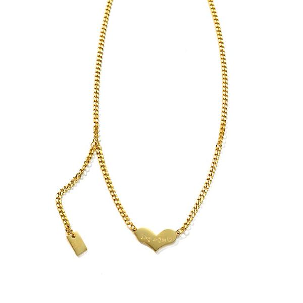 

chains titanium with 18k gold heart pendant necklaces women stainless steel jewelry runway gown hiphop rare glam japan korean fashion, Silver