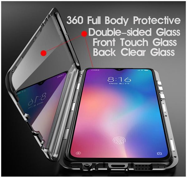 

double sided magnetic metal case for redmi note 9s 9 8t 8 7 k20 k30 ultra 10x for xiaomi mi wmtvfl