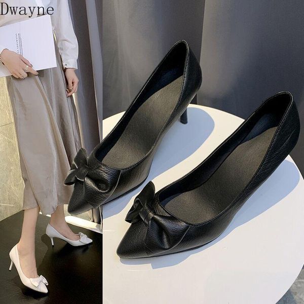 

women's high heels 2021 spring and autumn new bow pointed high heels korean fashion stiletto black professional single shoes