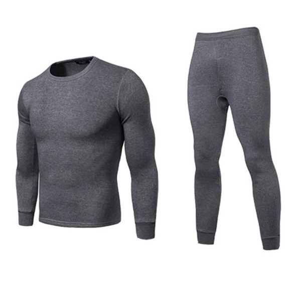 

men winter warm long johns plus size solid color thermal long sleeve pants underwear set, Black;white