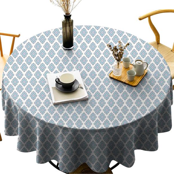 

luxurious round table cloth wrinkle resistant vintage victorian damask feminine flower motif renaissance inspirations