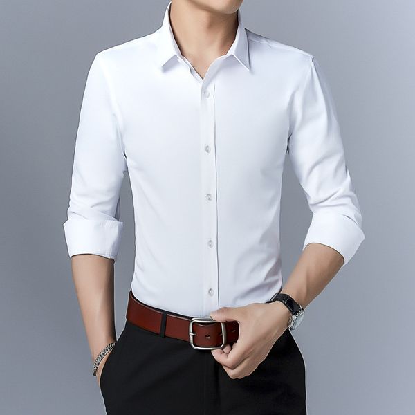 

casual 2020 new male business thin korean long-sleeved black/white shirt/blue rose more size s-4xl 5xl vdft, White;black