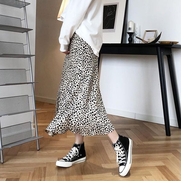 

satin leopard-print skirt female 2020 high waist hip-covered fish tail a- line skirt drop shipping good quality, Black