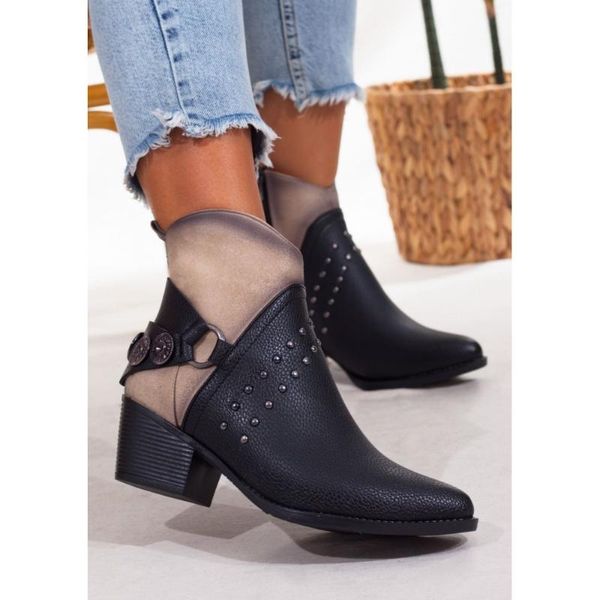 

black & mink pu leather western new season winter autmn 2021 fashion stylish comfortable casual daily female women shoes boots