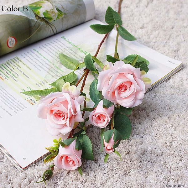 

decorative flowers & wreaths 2021 korean dreamy rose branch silk artificial valentine's day wedding flores