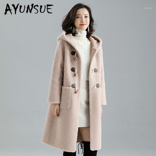 

real fur coat women winter coat women clothes 2019 100% wool jacket sheep shearing hooded parka real fur jacket lmn29004 yy23651, Black