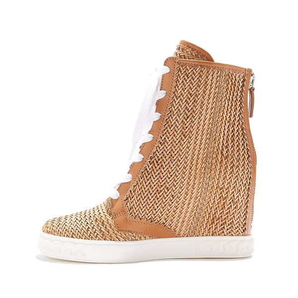 

shape camel female cane braided ankle boots eight inches raised heel of wedge higher shoe dqos, Black