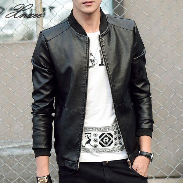 

men's jackets xnxee 2021 autumn winter leather coat korean slim fit fashion casual outwear for man jacket 4xl, Black;brown