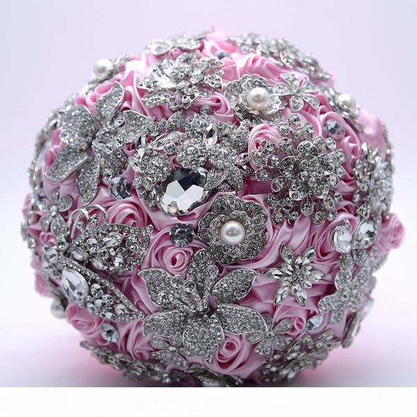 

artificial flower rose simulation rhinestone pearl bouquet bride bridesmaid holding flower wedding party decoration fake flowers