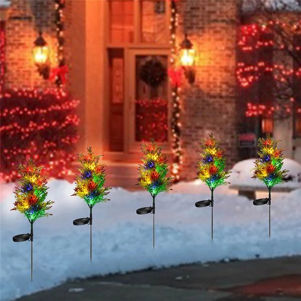 Солнечные лампы сосны кедровые дерево свет 8 светодиодные водонепроницаемые рождественские ландшафтные ландшафтные садовые газоны огни