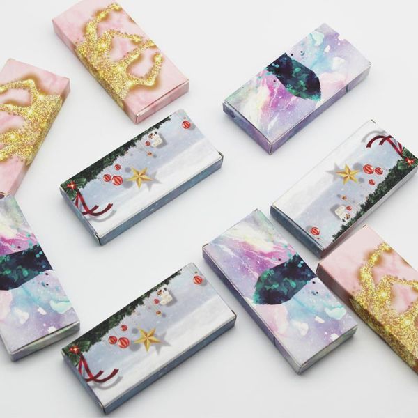 

false eyelashes packaging box 10/20/30/50/100 pieces wholesale rectangle glitter bulk of eyelash package christmas boxes