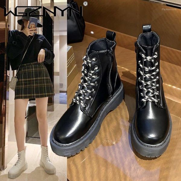 

boots women quality ankle autumn winter brand crystal soles platform for woman chunky motorcycle1, Black