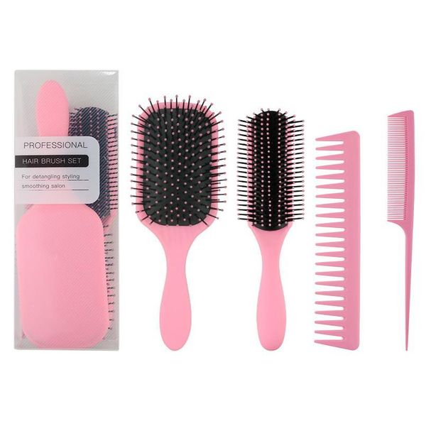 

4/3/1pcs hair comb set hair brush scalp masr detangler hairbrush for curly hair barber accessories care styli jllcjn, Silver