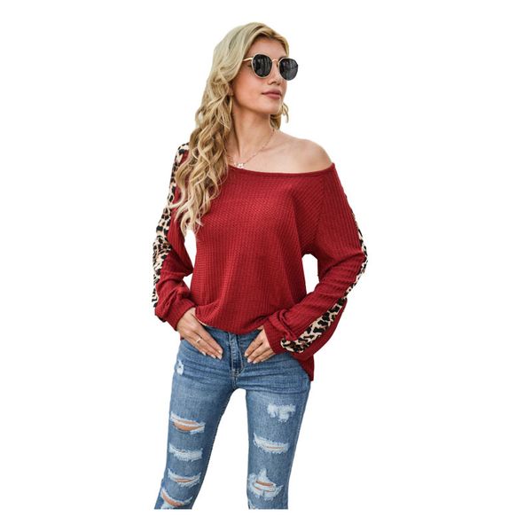 

wholesale custom women's for fall/winter new fashion western long-sleeved off-shoulder t-shirt, White