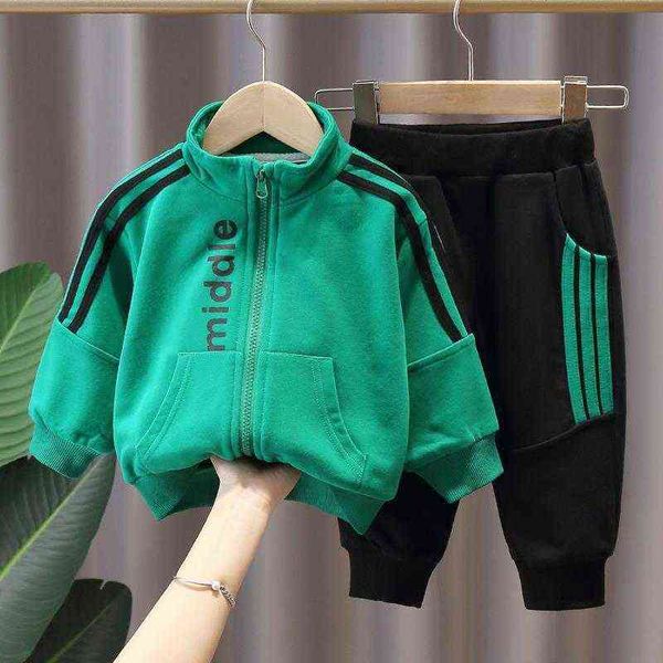

boys clothes sets spring autumn kids casual cotton coat pants 2pcs tracksuits for baby boy children jogging suits teens outfits g220310, White
