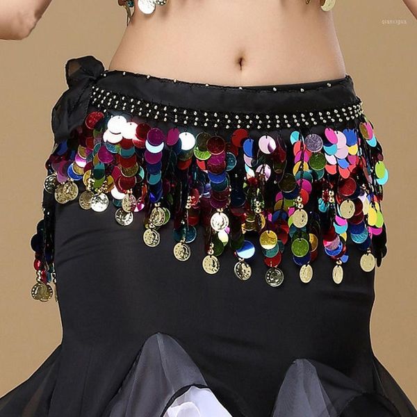 

belly dance belts 13 colors dancewear women bellydance clothing hip scarf adjustable fit 56 gold coins belly dance wrapped belts1, Black;red