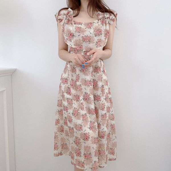 

casual dresses [ewq]2021 summer women vintage loose high waist square collar bow hollow out maxi dress simple ladies robe runway dresses1, Black;gray