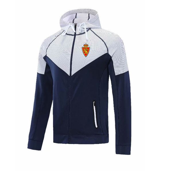 

real zaragoza sport men's warn coat jacket fitness running clothes football hooded jacket football club training jersey, Black;brown