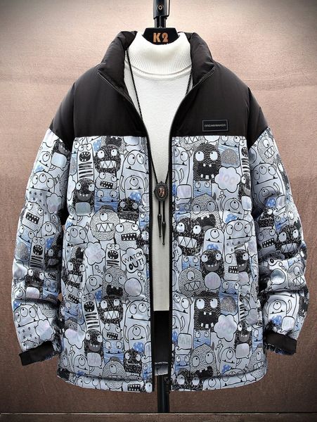 

men cartoon graphic zip up puffer coat without sweater g4vd#, Black;brown