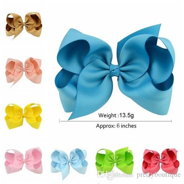 

children boutique girl 6 bow inch baby grosgrain ribbon clip hairbow large bowknot pinwheel hairpins hair accessories de7vux