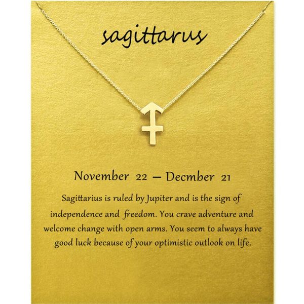 

fashion jewelry 12 constellation sagittarius pendant necklaces for women zodiac chains necklace gold silver color birthd