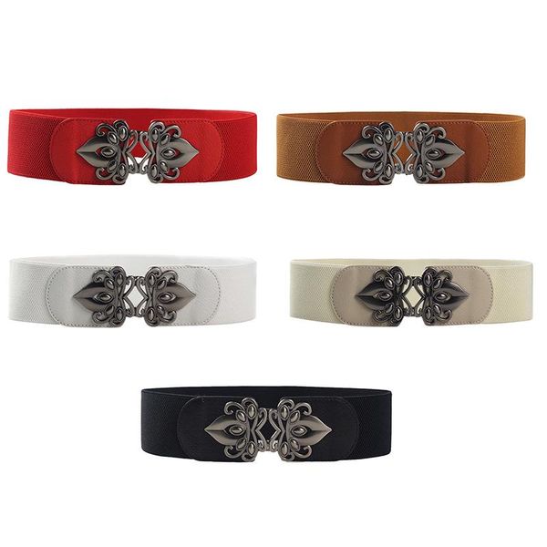 

vintage belt for women diamond buckle wide elastic stretch waist belt female pu leather fashionable fashionable joker, Black;brown