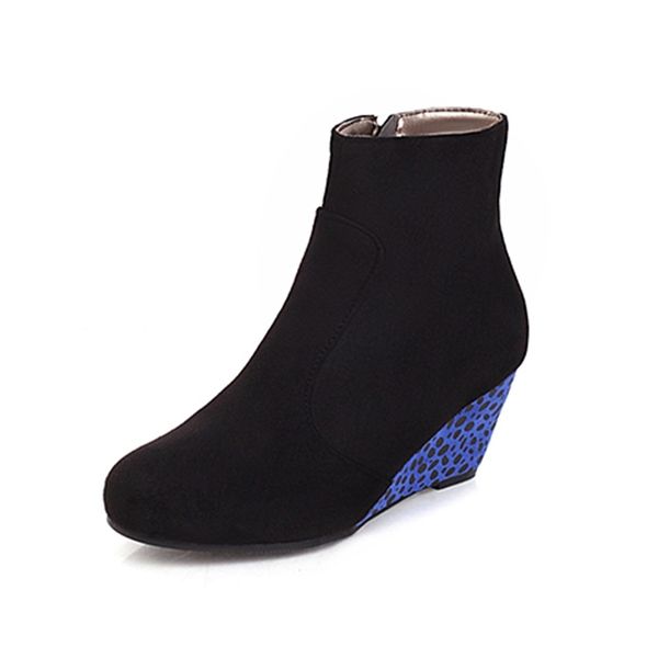 

2021 the new street style round the ankle blue apricot zipper red tights high heels motorcycle boots big size shoes dcqq, Black