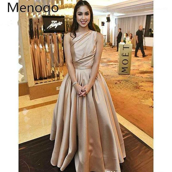 

party dresses one shoulder prom dress satin long women evening gowns a line formal sweep train vestido de longo1, White;black