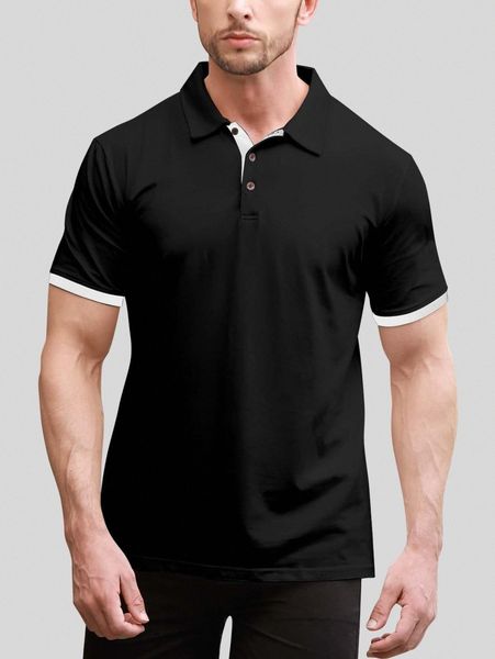 

men contrast binding polo shirt a3rt#, White;black