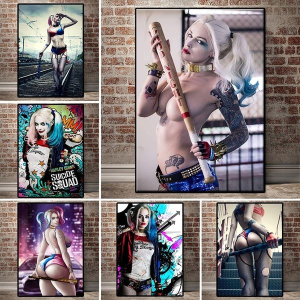 

suicide squad harley quinn dc comics movie poster prints canvas painting girl wall art picture for living room home decoration cuadros