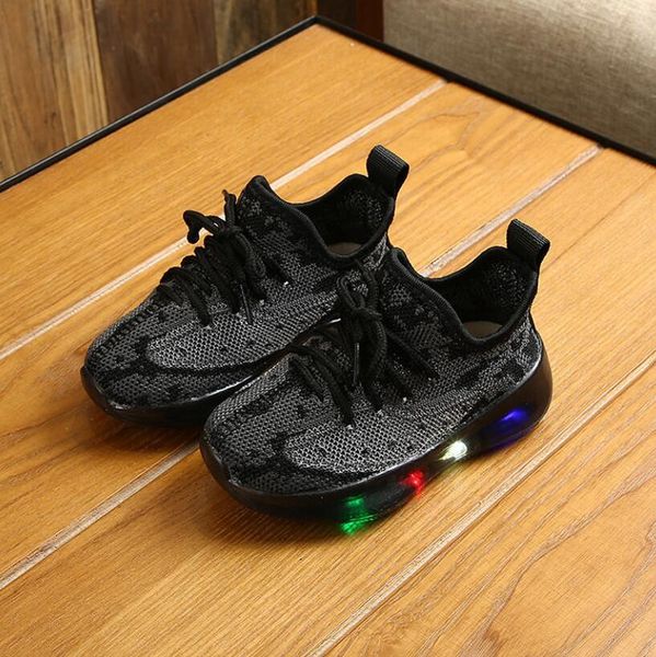 

child sport shoes spring luminous fashion breathable kids boys net shoes girls sneakers with light running shoes sqclgf, Black