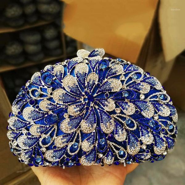 

evening bags luxury women crystal clutch bag blue messenger handbags fashion diamond lady party dinner chain purse female clutches1