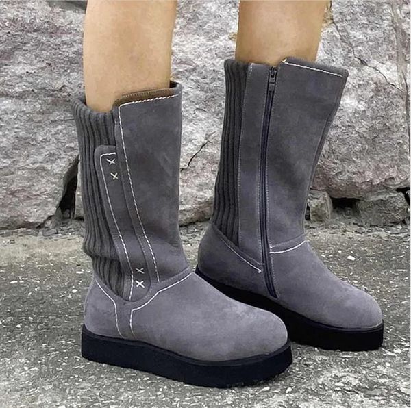 

boots women 2021 winter snow outdoor waterproof anti-slip warm fur plush thicken anti-collision flats botas mujer, Black